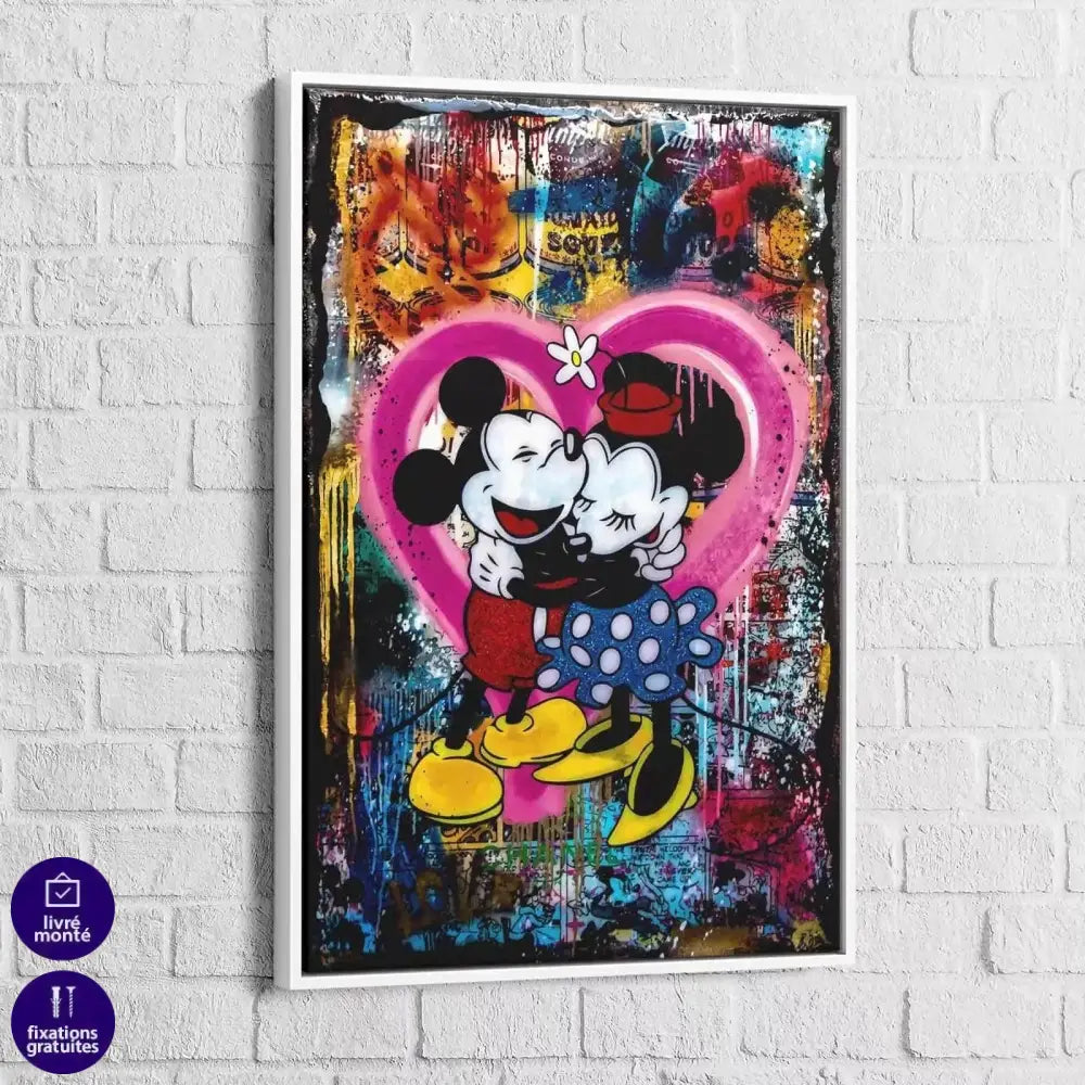 Tableau Street Art L'amour Mickey et Minnie - Montableaudeco