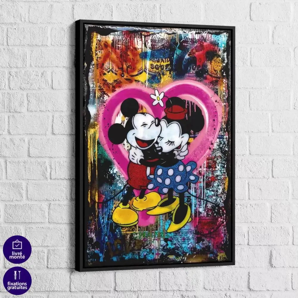 Tableau Street Art L'amour Mickey et Minnie - Montableaudeco