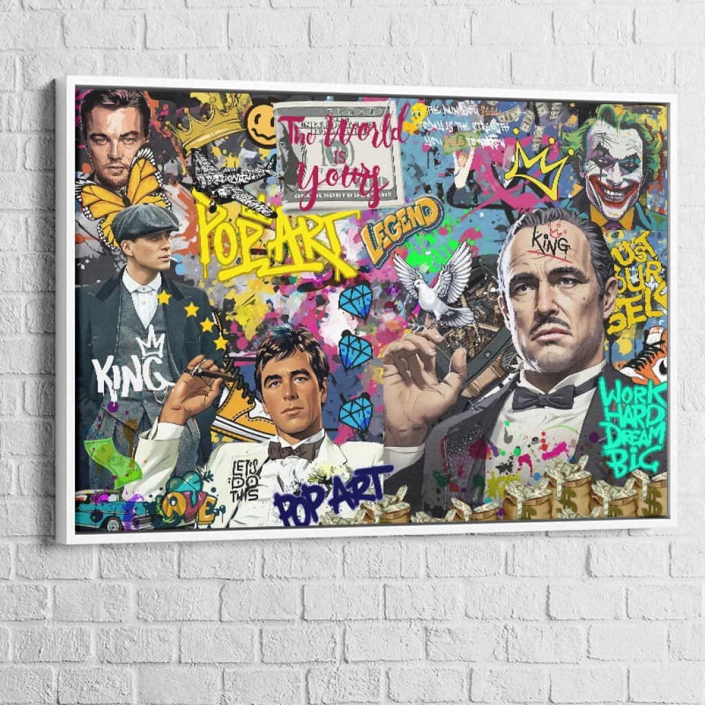 Mise en scène chambre gamer, tableau street art format XXL au-dessus du bureau