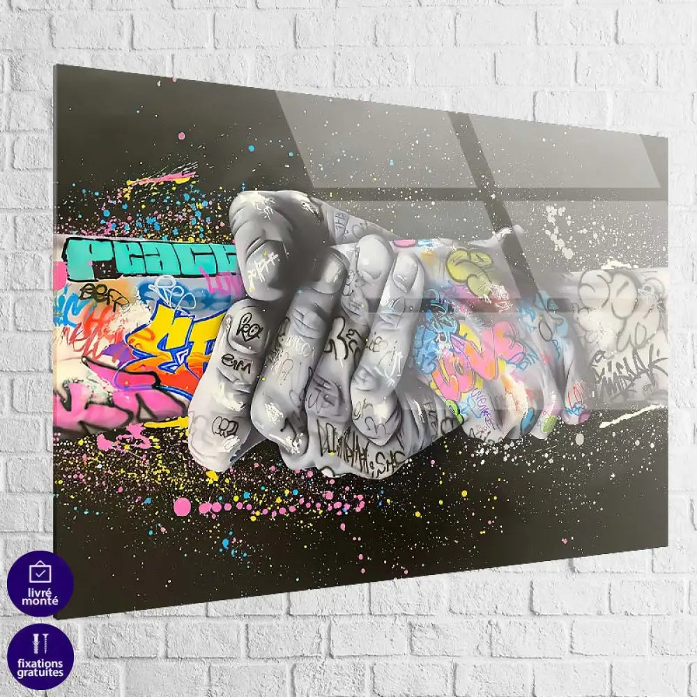 tableau design urbain poignée de main graffiti