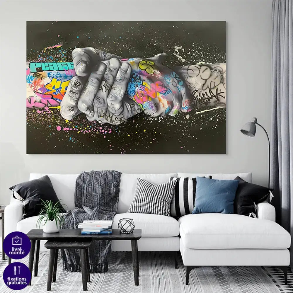 art mural street art mains colorées symbole d’unité