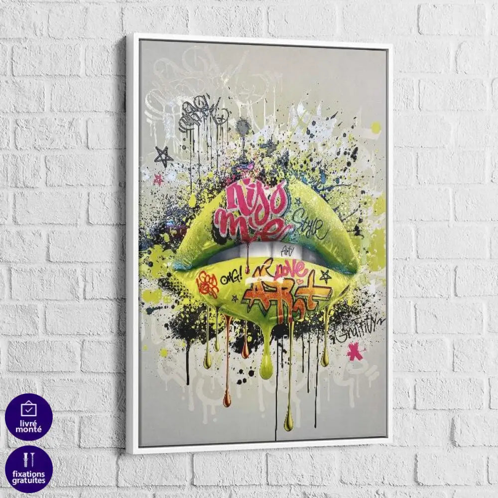 Tableau Street Art Lèvres Jaune - Montableaudeco
