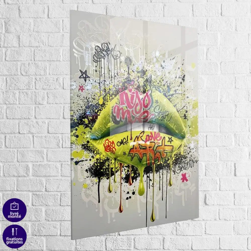 Tableau Street Art Lèvres Jaune - Montableaudeco