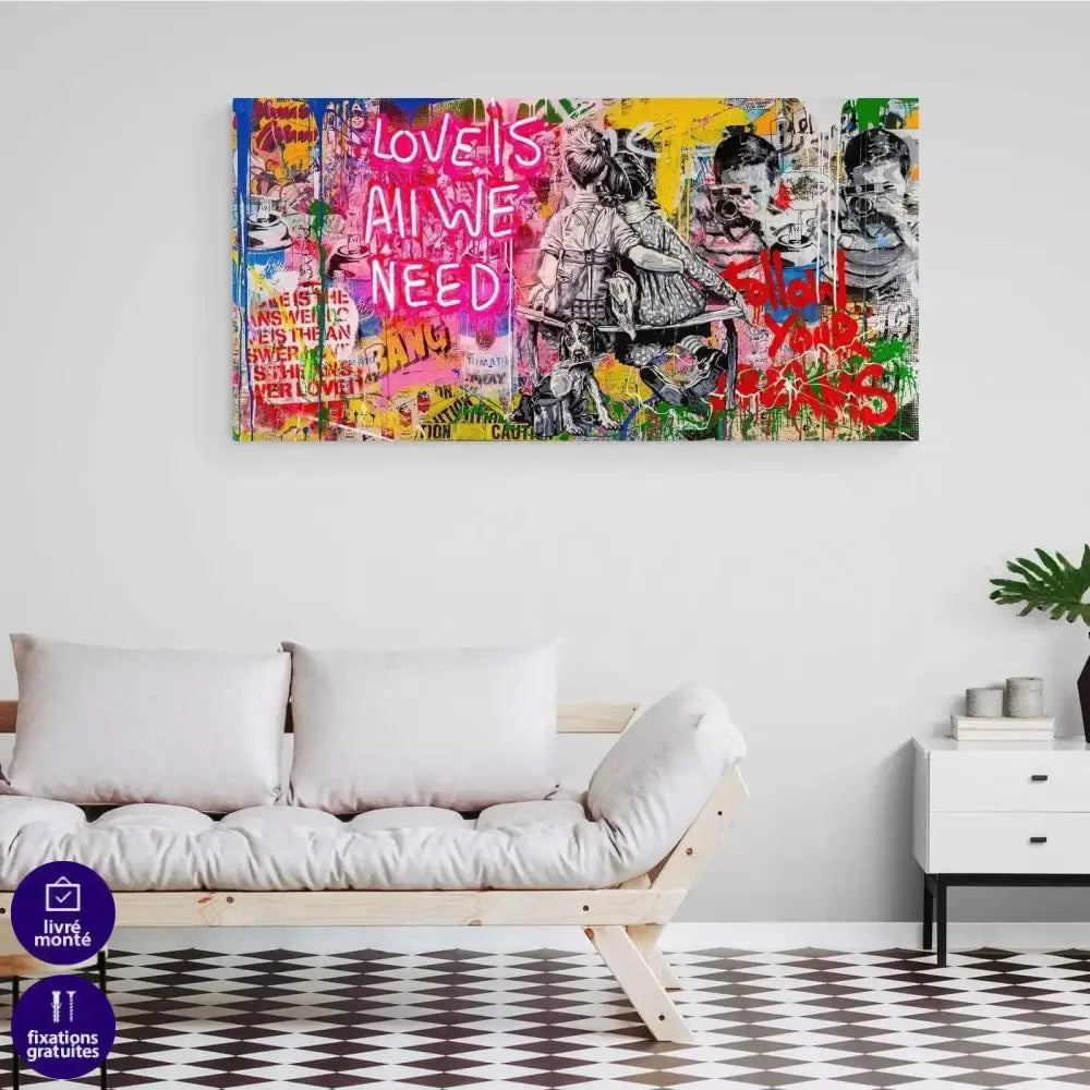 Tableau Street Art Love is all we Need - Montableaudeco