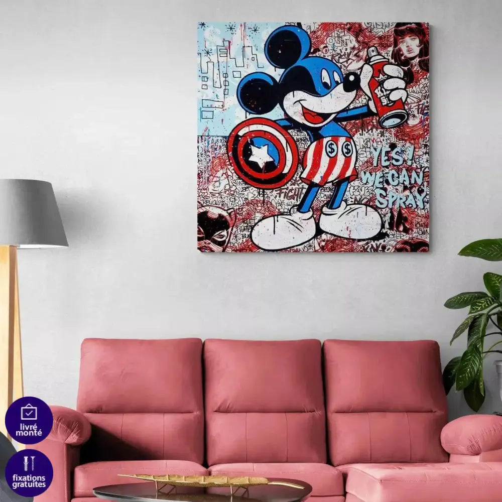 Tableau Street Art Mickey Cpt America - Montableaudeco