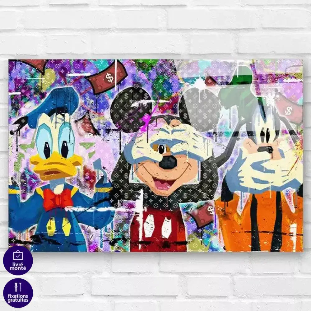 Tableau Street Art Mickey Donald Pluto - Montableaudeco