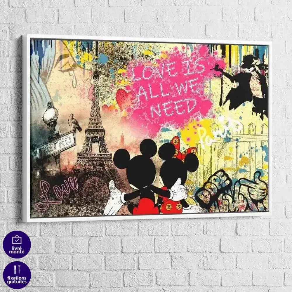 Tableau Street Art Mickey Love is All - Montableaudeco