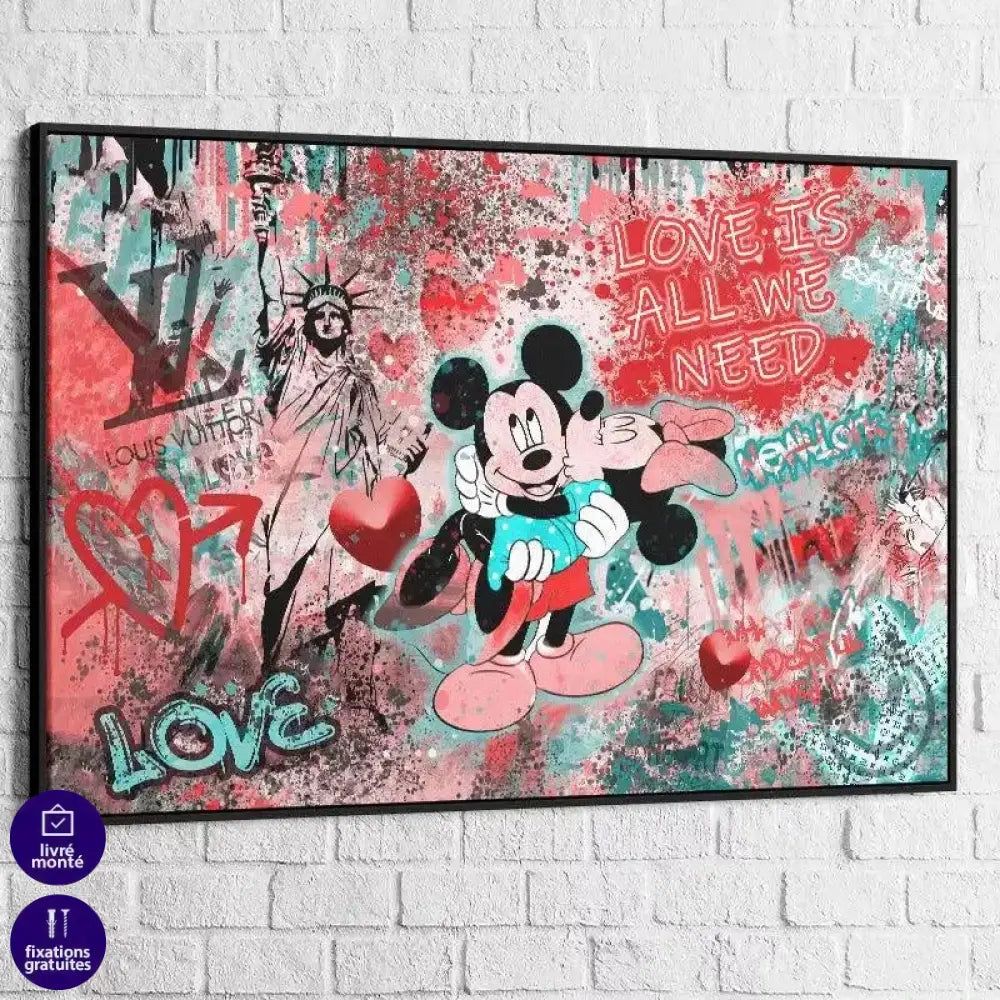 Tableau Street Art Mickey Love Is All - Montableaudeco
