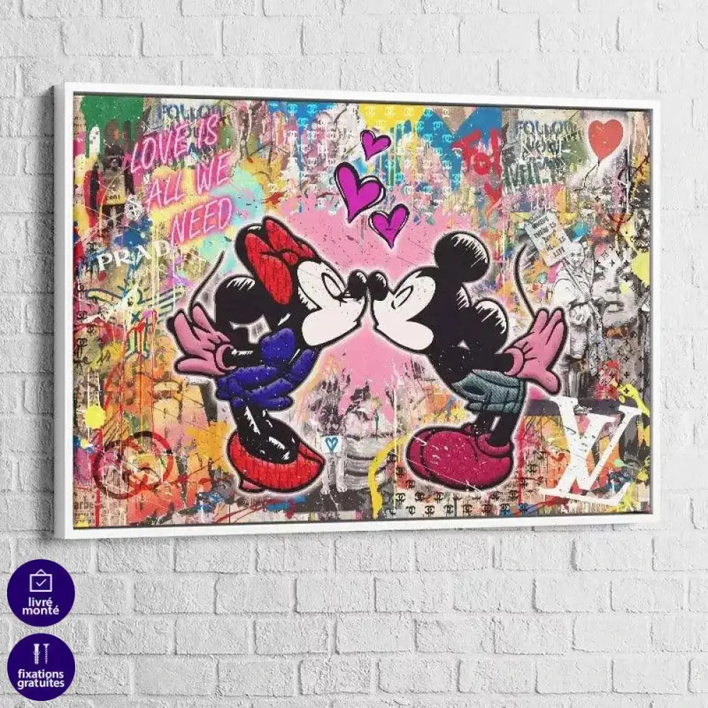 Tableau Street Art Mickey Minnie Love - Montableaudeco