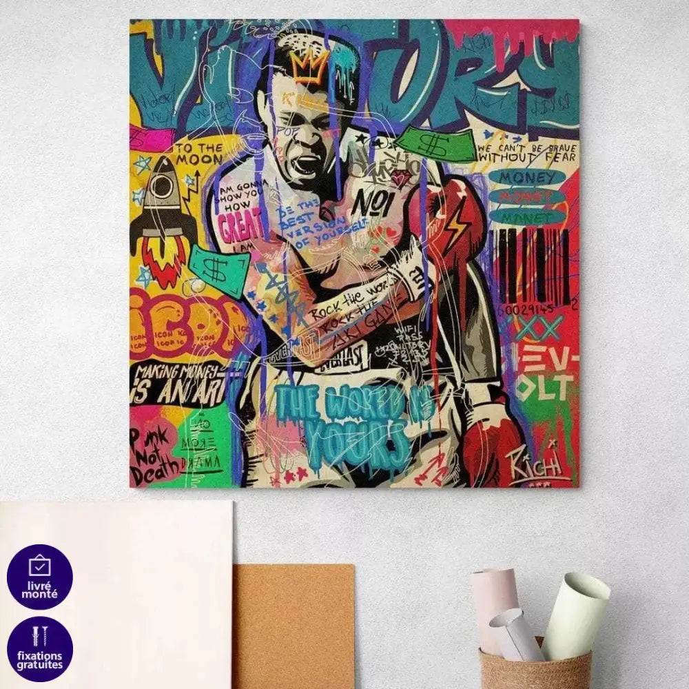 Tableau Street Art Mohamed Ali - Montableaudeco