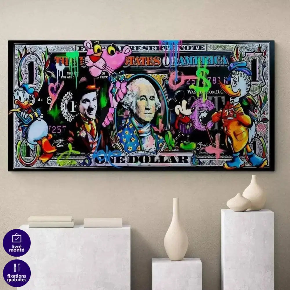 Tableau Street Art Money One Dollar - Montableaudeco