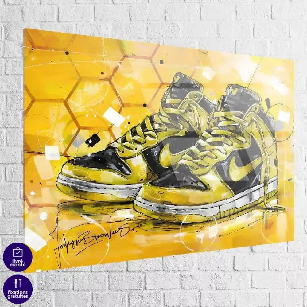 Tableau Street Art Nike Air Gold - Montableaudeco