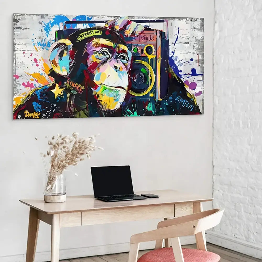 tableau street art singe coloré