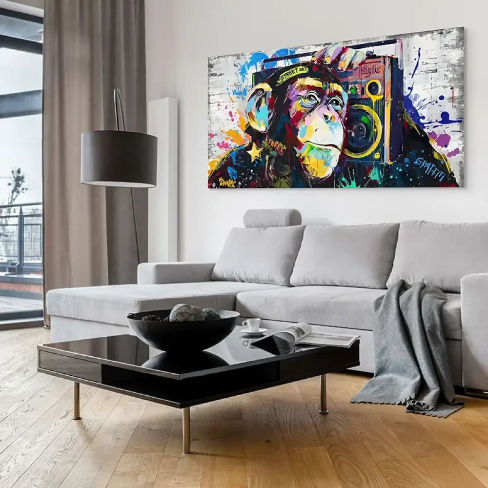 tableau singe musique urbain