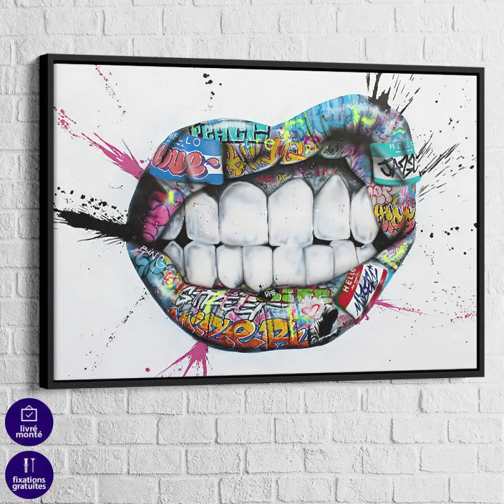 tableau street art sourire saturé C