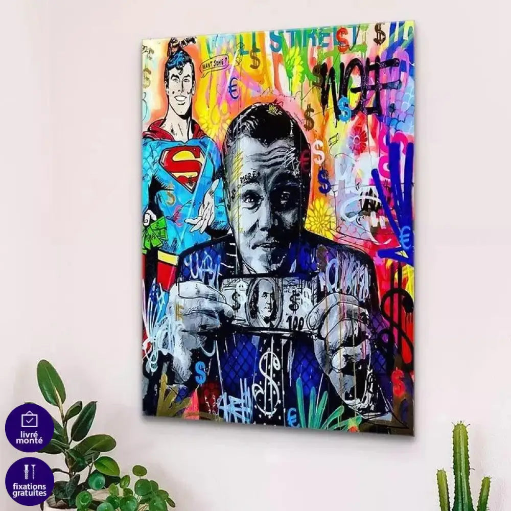 Tableau Street Art Wolf Superman - Montableaudeco