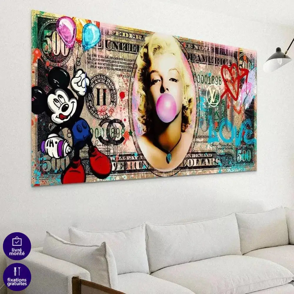 Tableau Street Art XXL Monroe Dollars - Montableaudeco