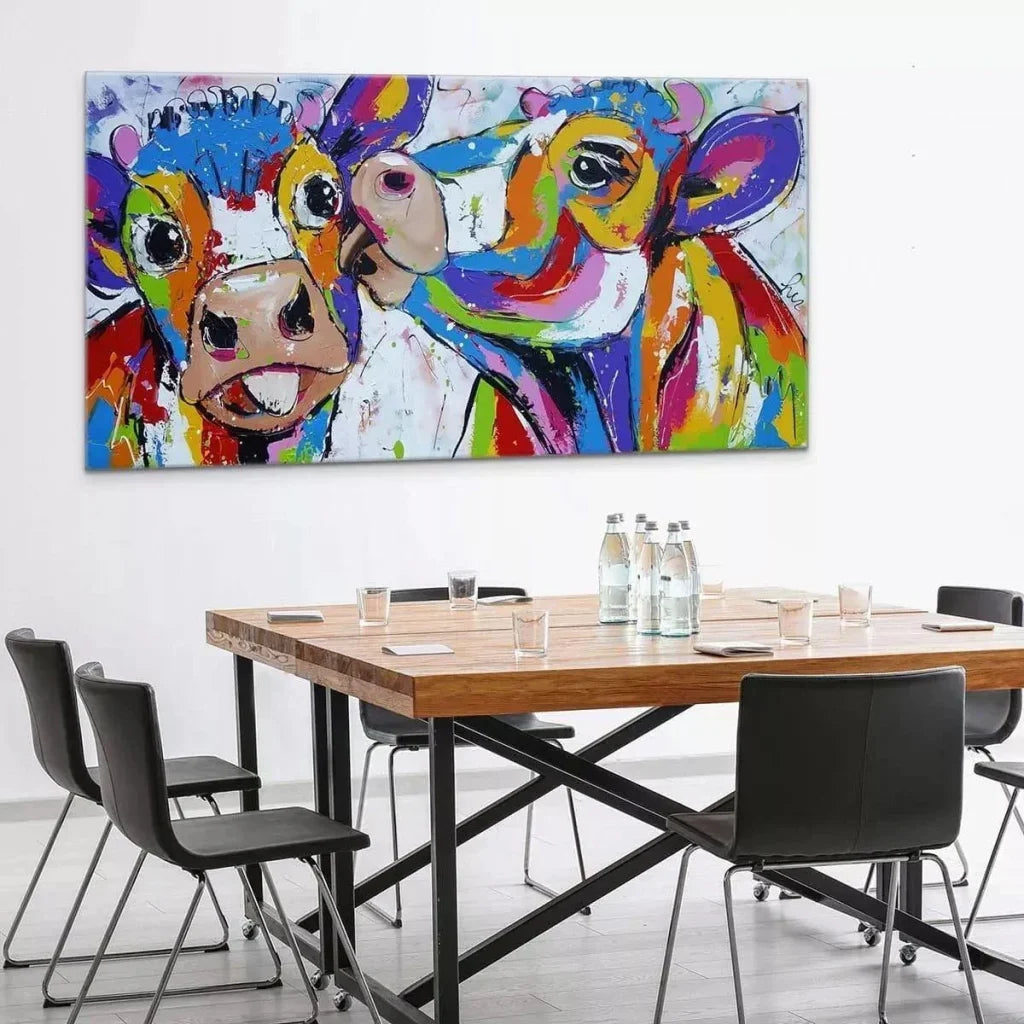 Tableau Vache Colorée L'amour Vache - Montableaudeco