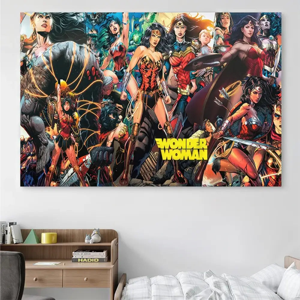 Tableau Wonder Woman en collage graphique de style comics