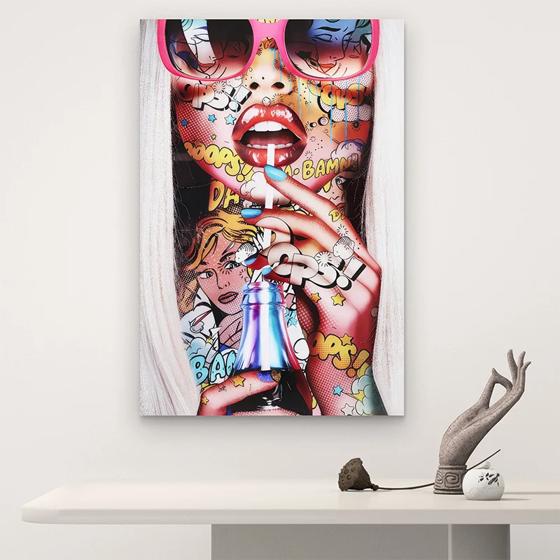 Tableau mural pop art Bam Girl - inspiration bande dessinée années 60 modernisée