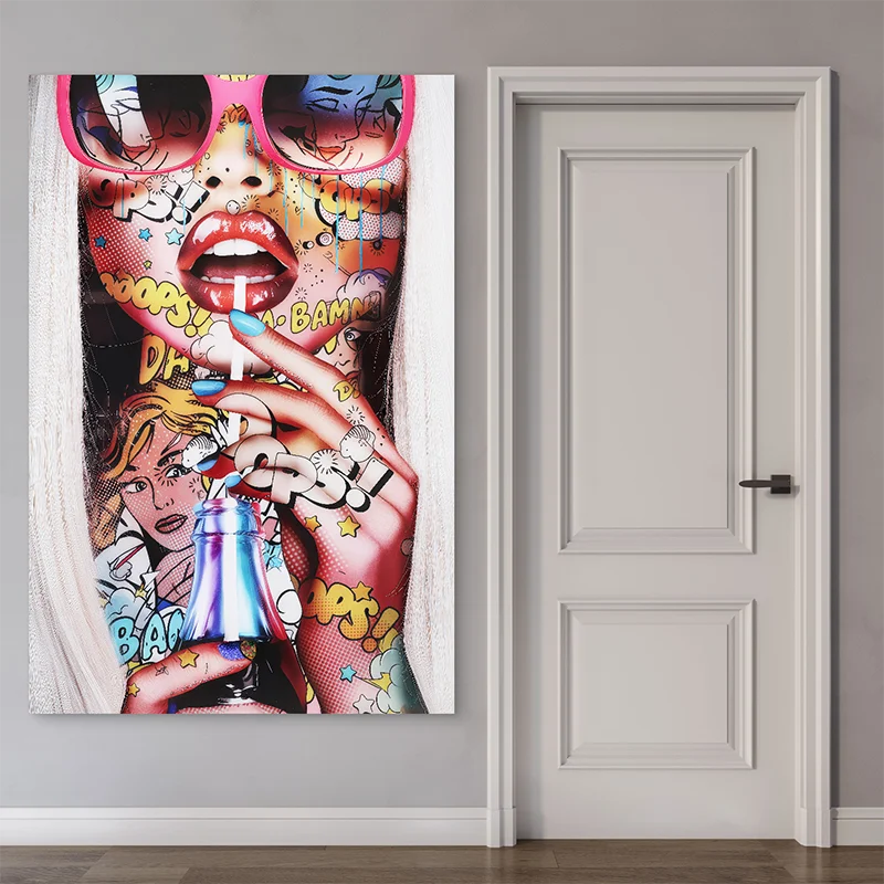 Décoration murale contemporaine pop art - portrait vibrant et original Bam Girl