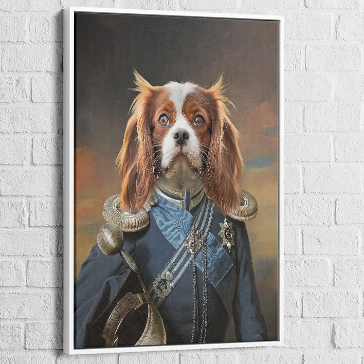 tableau chien en costume militaire historique personnalisé