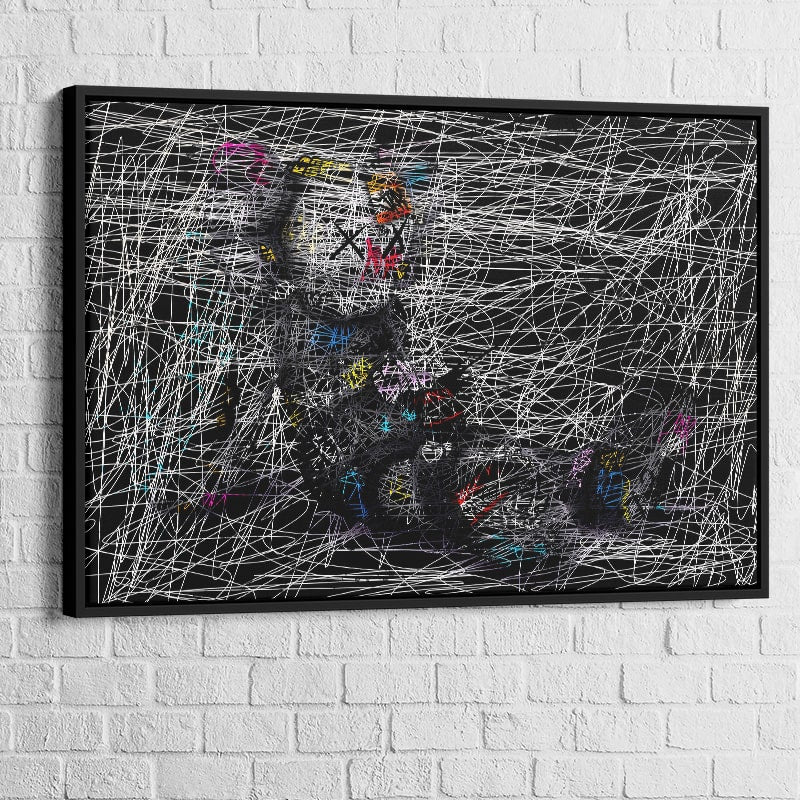 tableau kaws le dormeur de craie avec cadre noir