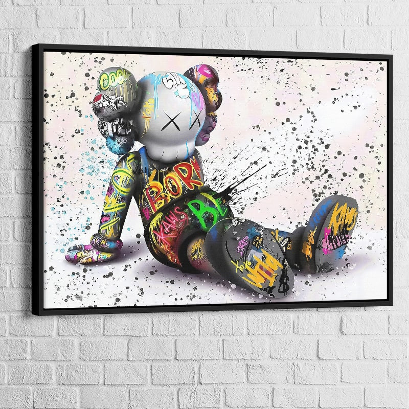 tableau kaws rebel pop avec cadre blanc