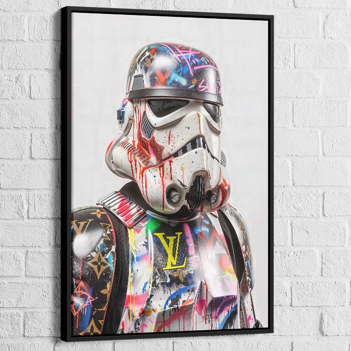 tableau pop culture revisité avec motifs de luxe