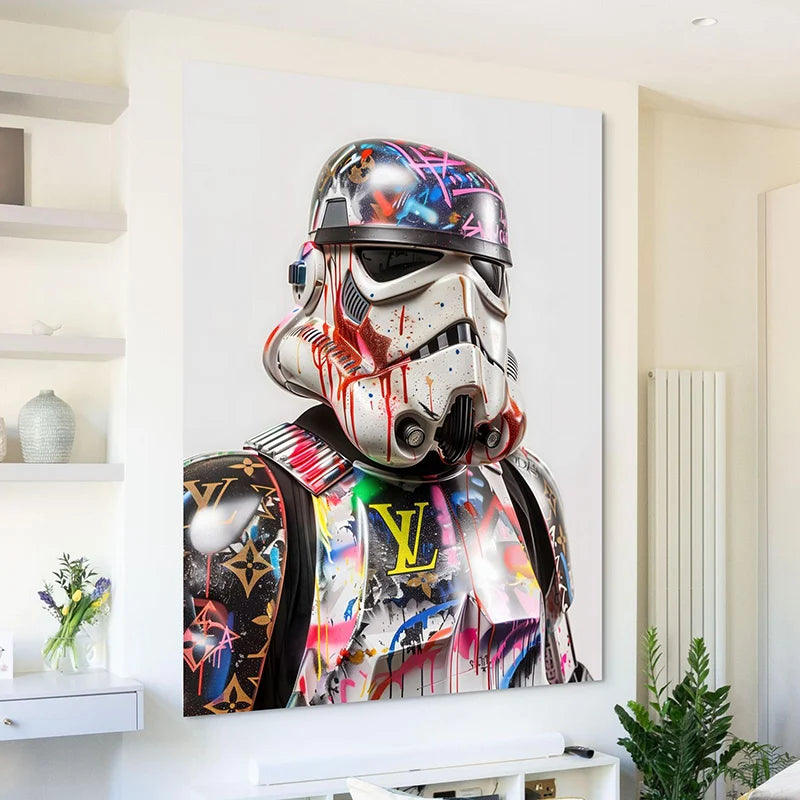 tableau pop culture revisité avec motifs de luxe