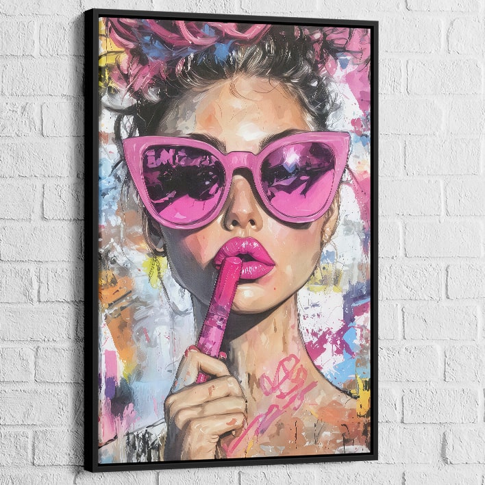 Œuvre murale féminine et audacieuse aux tons flashy