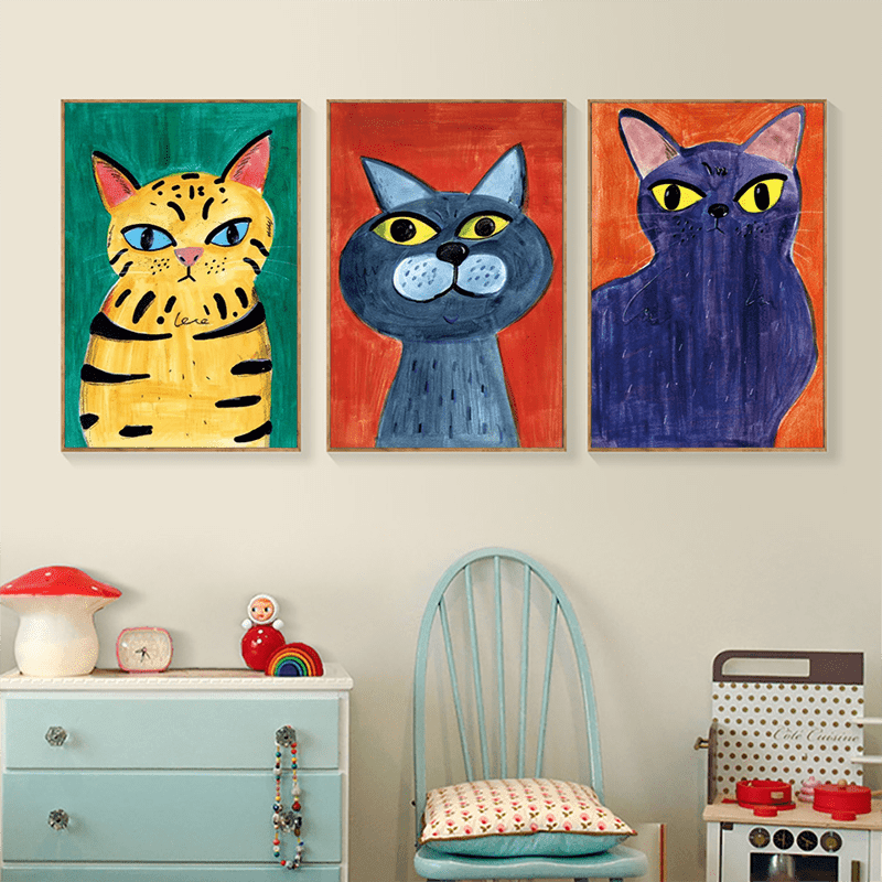 Tableau Chat Coloré | Déco Original | Offre de Bienvenue -20%