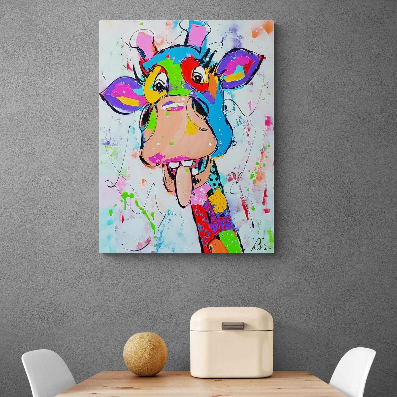 Tableau Girafe Colorée - Montableaudeco