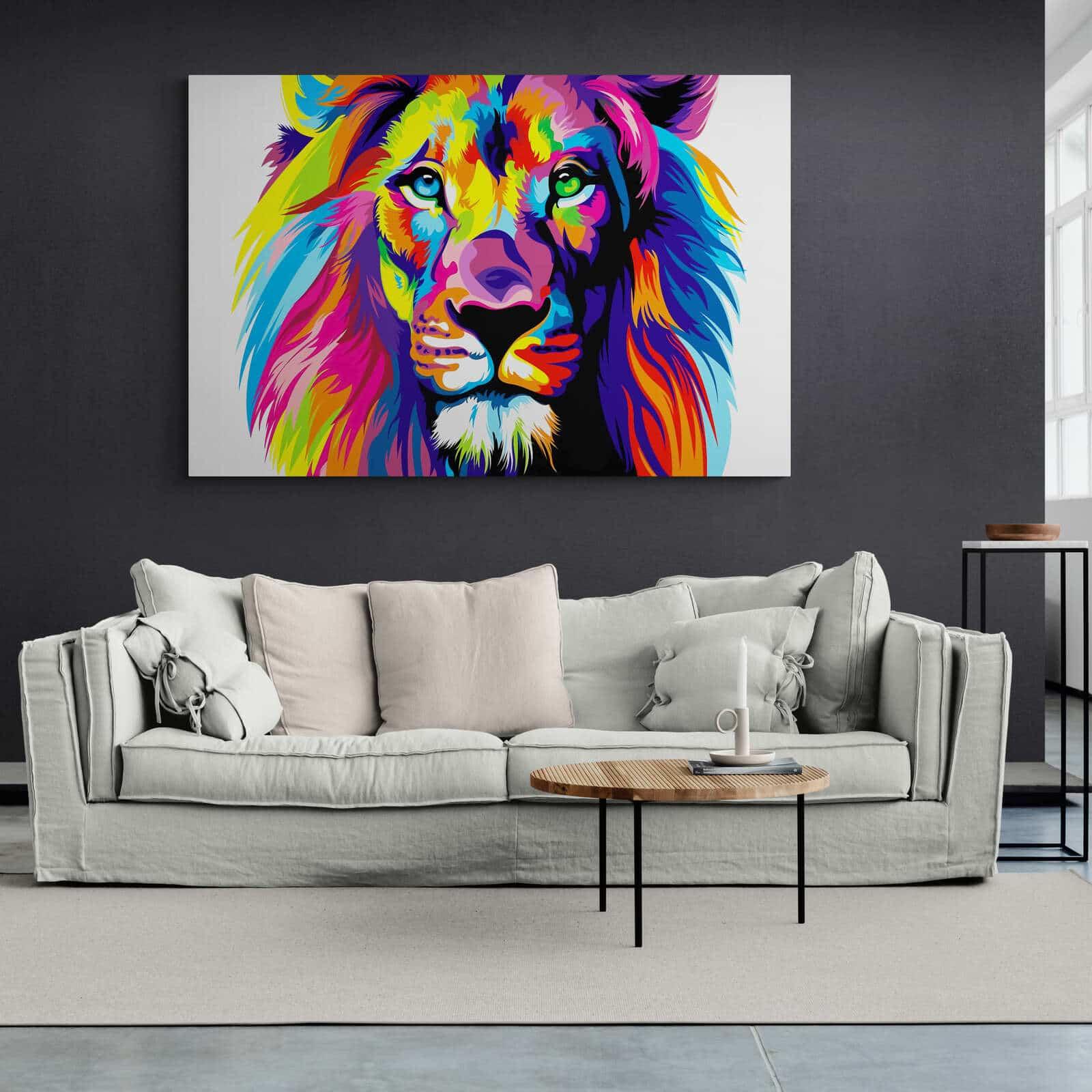 Tableau Pop Art Lion Coloré - Montableaudeco