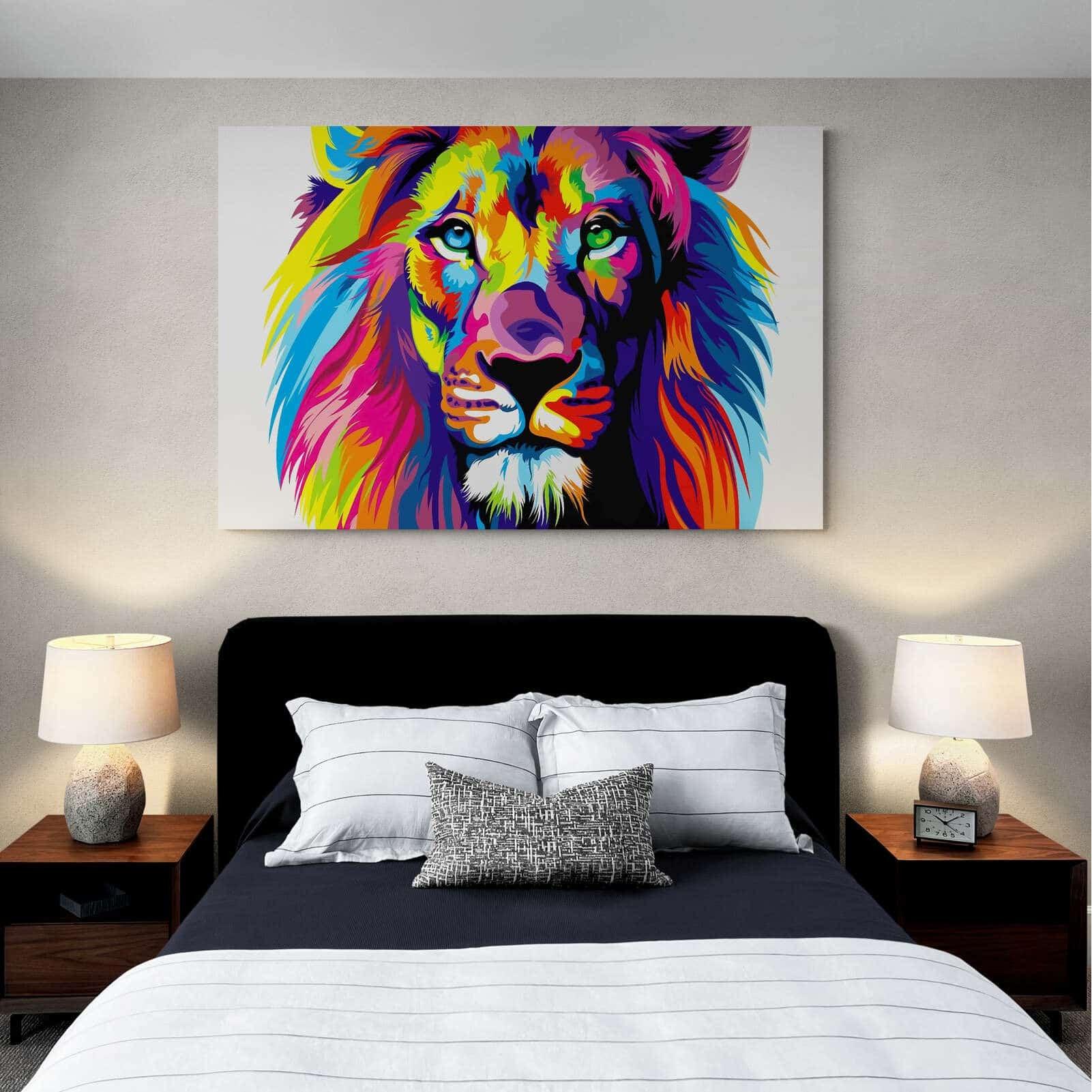 Tableau Pop Art Lion Coloré - Montableaudeco