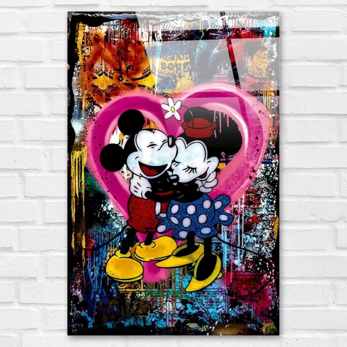 Tableau Street Art L'amour Mickey et Minnie - Montableaudeco