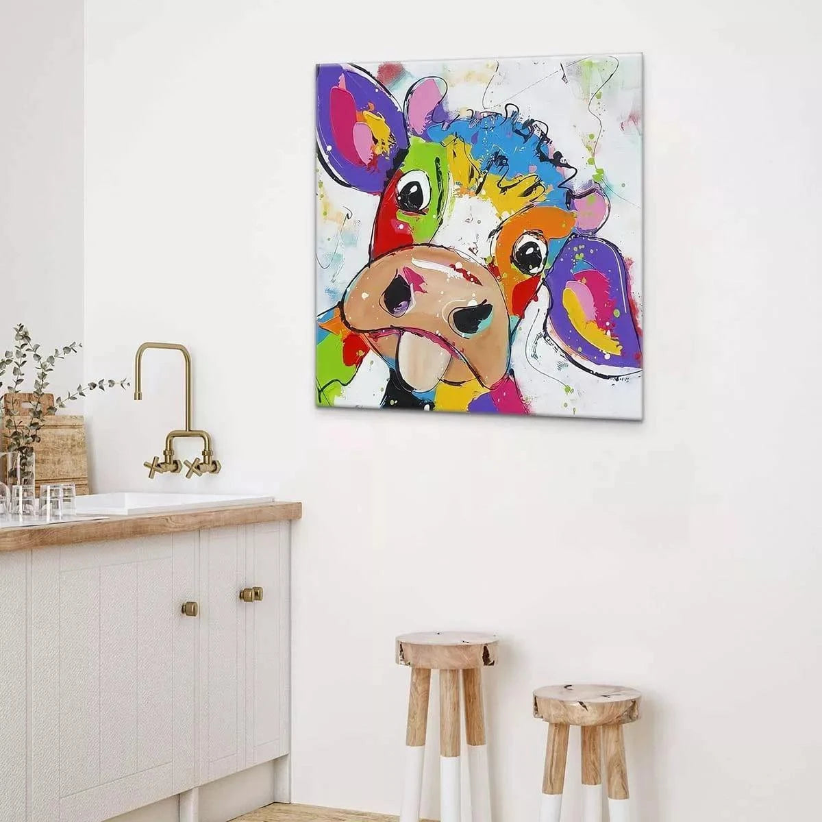 Tableau Vache Colorée Est Folle - Montableaudeco
