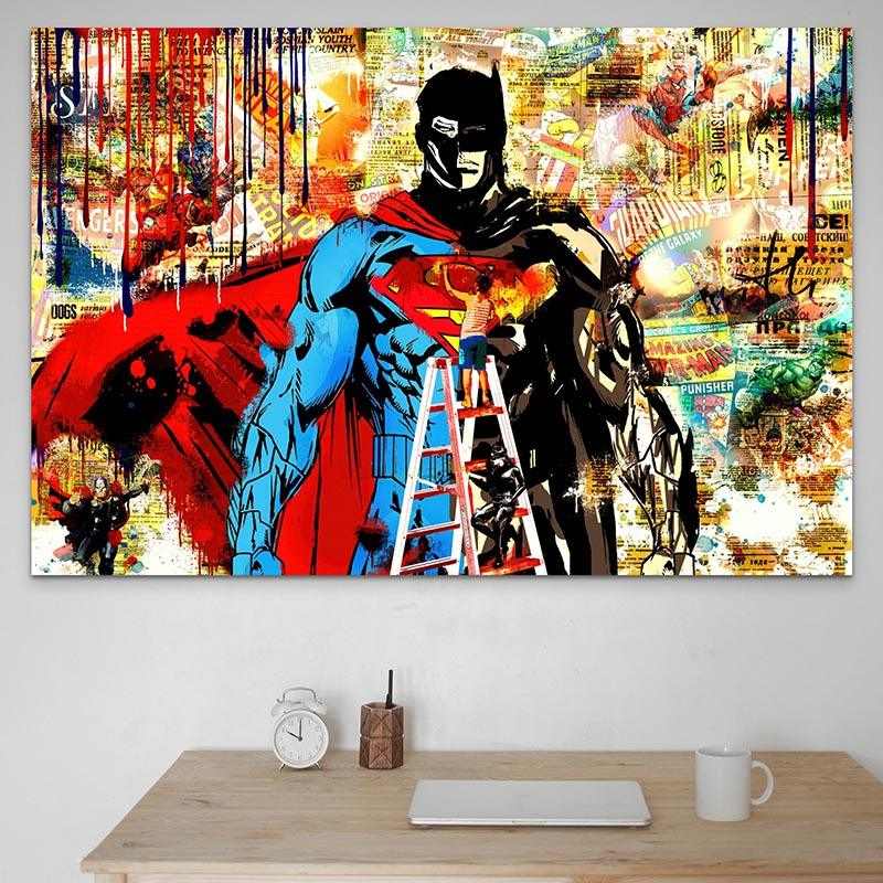 Tableau Marvel Superman Batman Héros - Montableaudeco