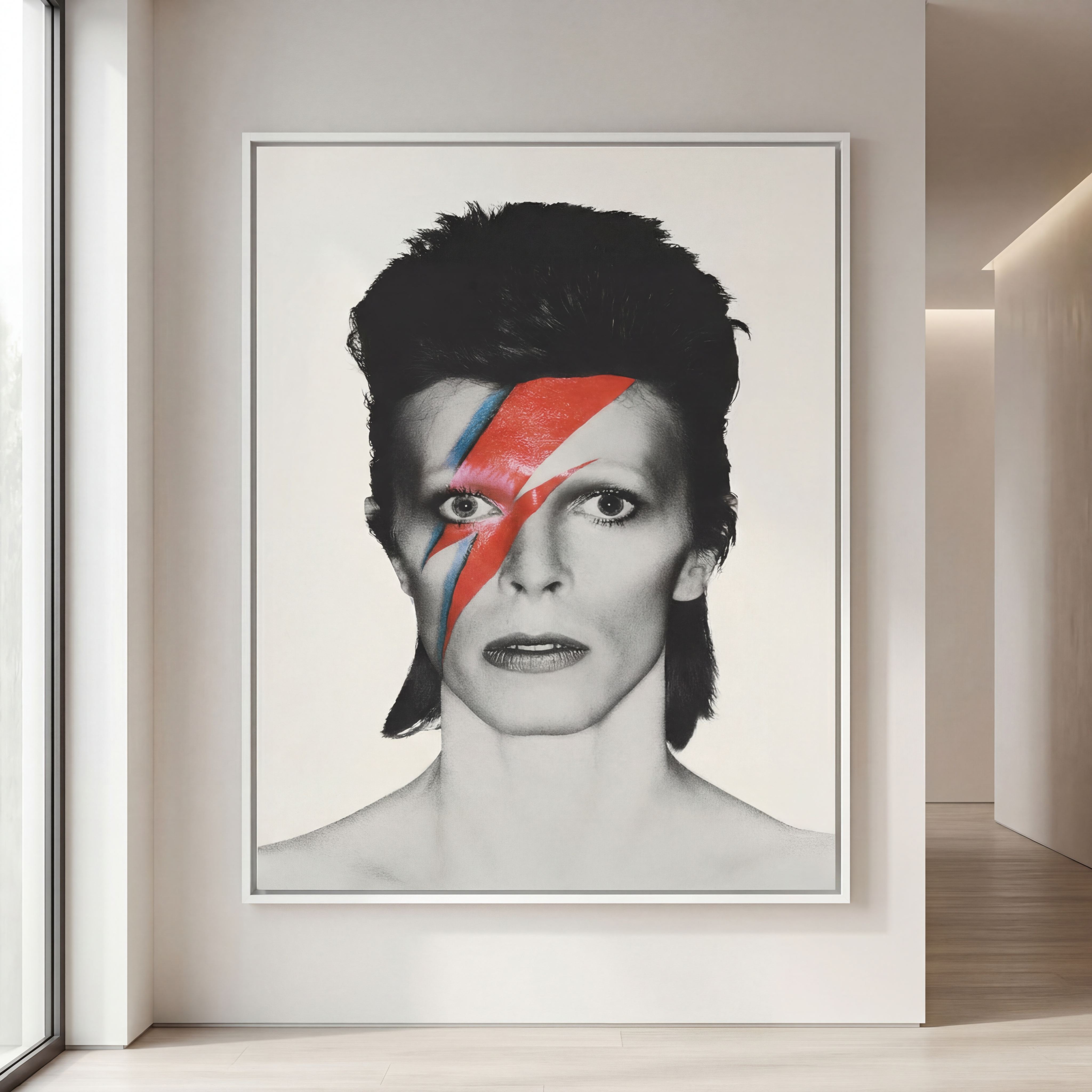 Tableau David Bowie avec éclair rouge et bleu, pièce rock ou chambre musicale