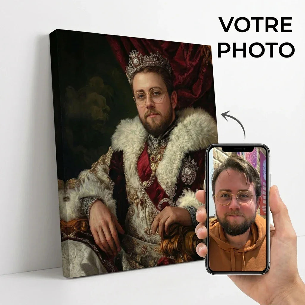Tableau Le Roi portrait historique homme couronné décoration murale
