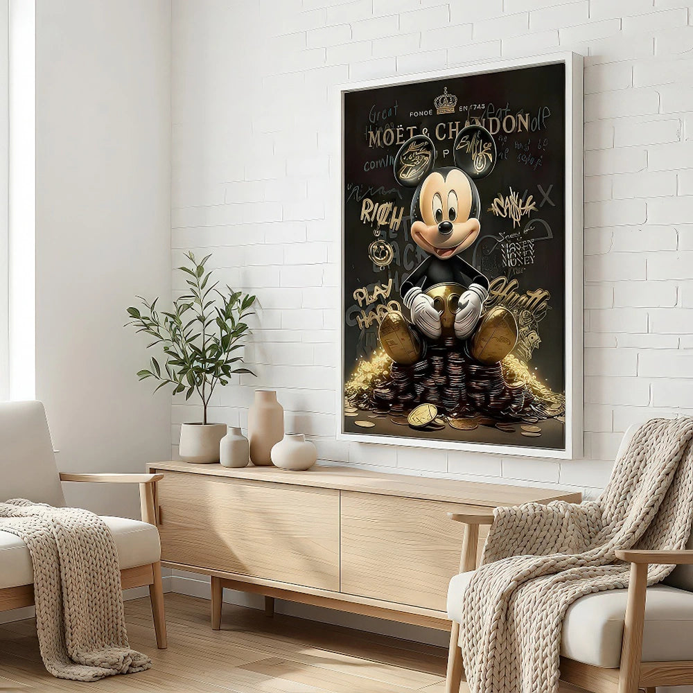 Tableau Mickey millionnaire style street art contemporain