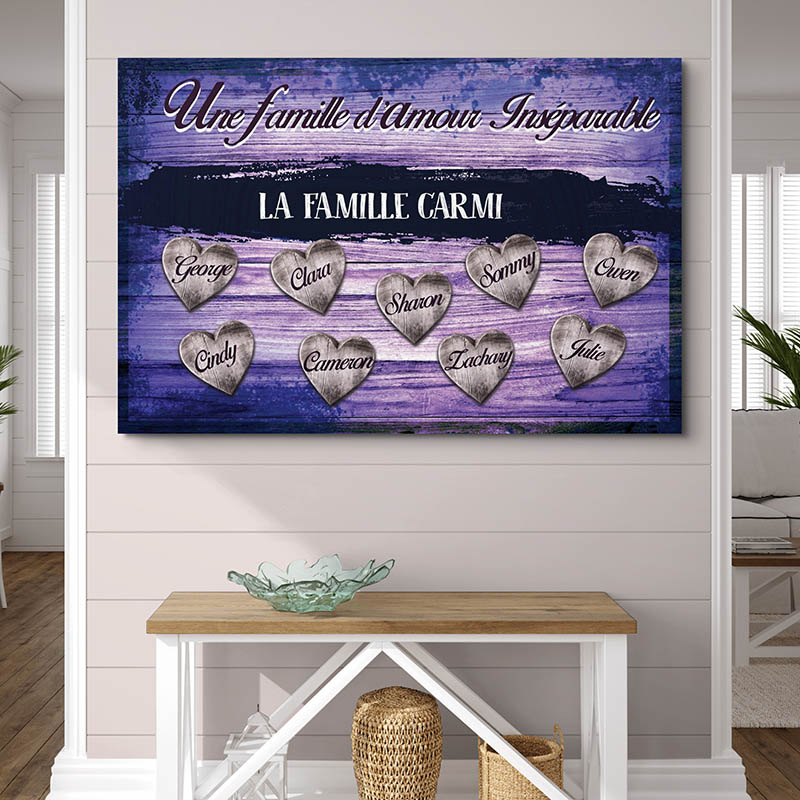 Tableau Personnalisé Famille D'Amour Bleu