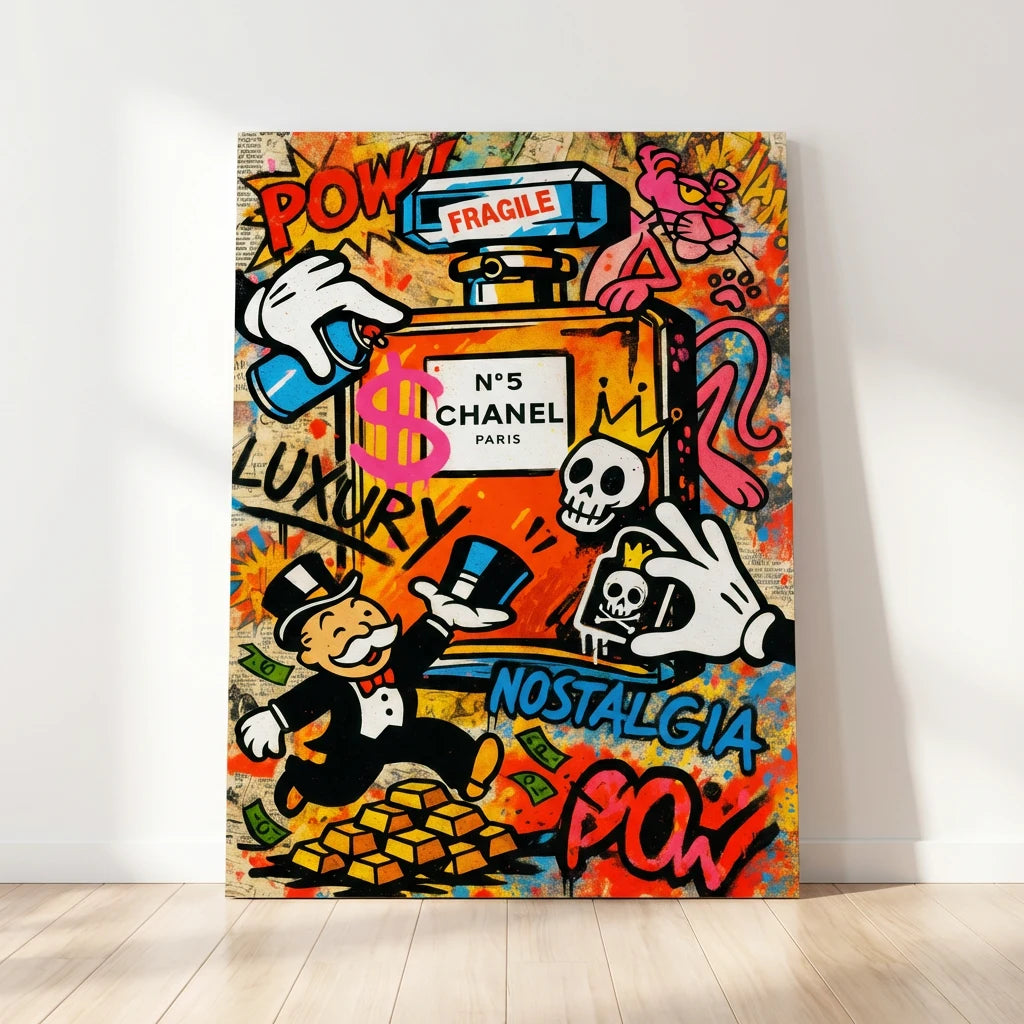 Tableau Pop Art Chanel Paris, décoration murale street art colorée