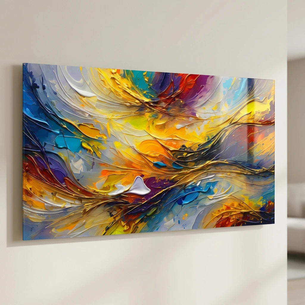 Tableau abstrait coloré design contemporain