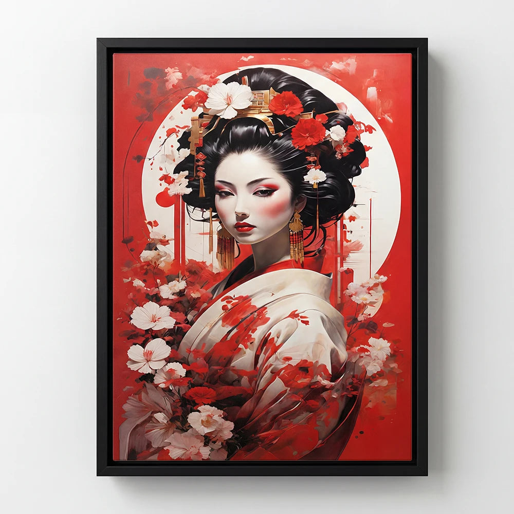 Tableau art japonais moderne portrait femme élégante