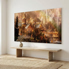 Tableau fantasy paysage doré pour intérieur contemporain mur clair