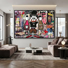 Tableau graffiti pop art bling, couleurs vibrantes pour salon moderne