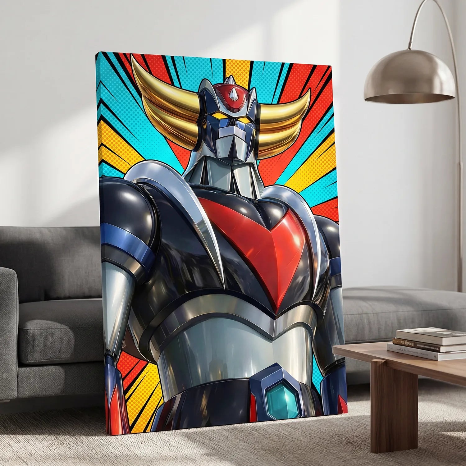 Tableau pop art Goldorak coloré décoration murale moderne