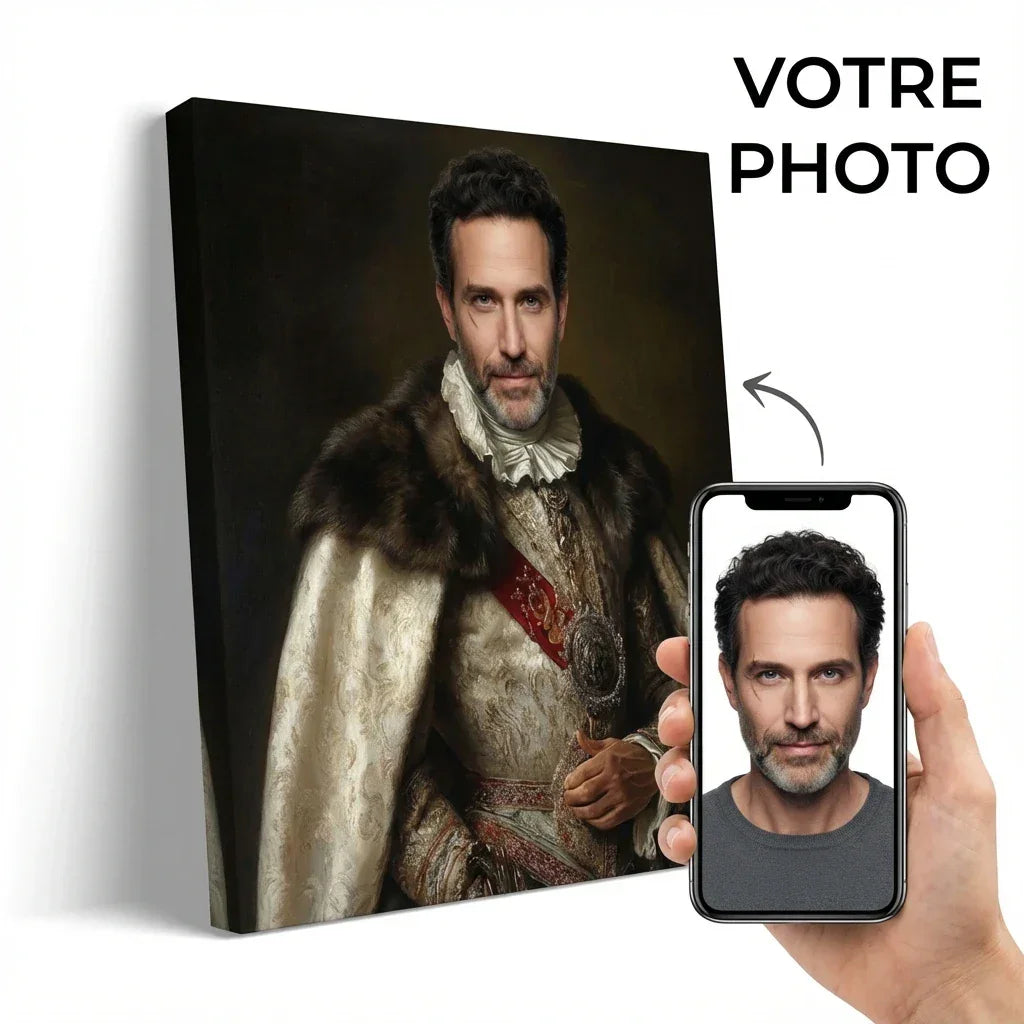 Tableau portrait royal personnalisé style peinture ancienne impression sur toile