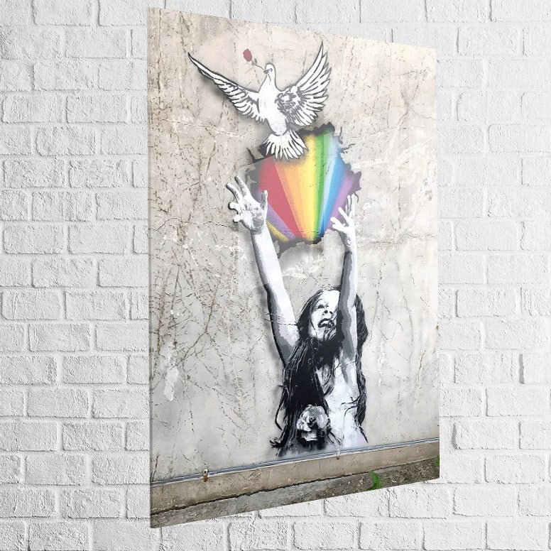 Tableau street art – L’Envol de la Paix en plexiglas brillant